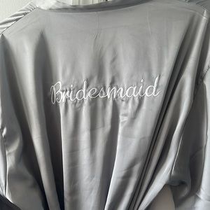 Bridesmaid Robes with pretty lace detail on arms and around bottom.